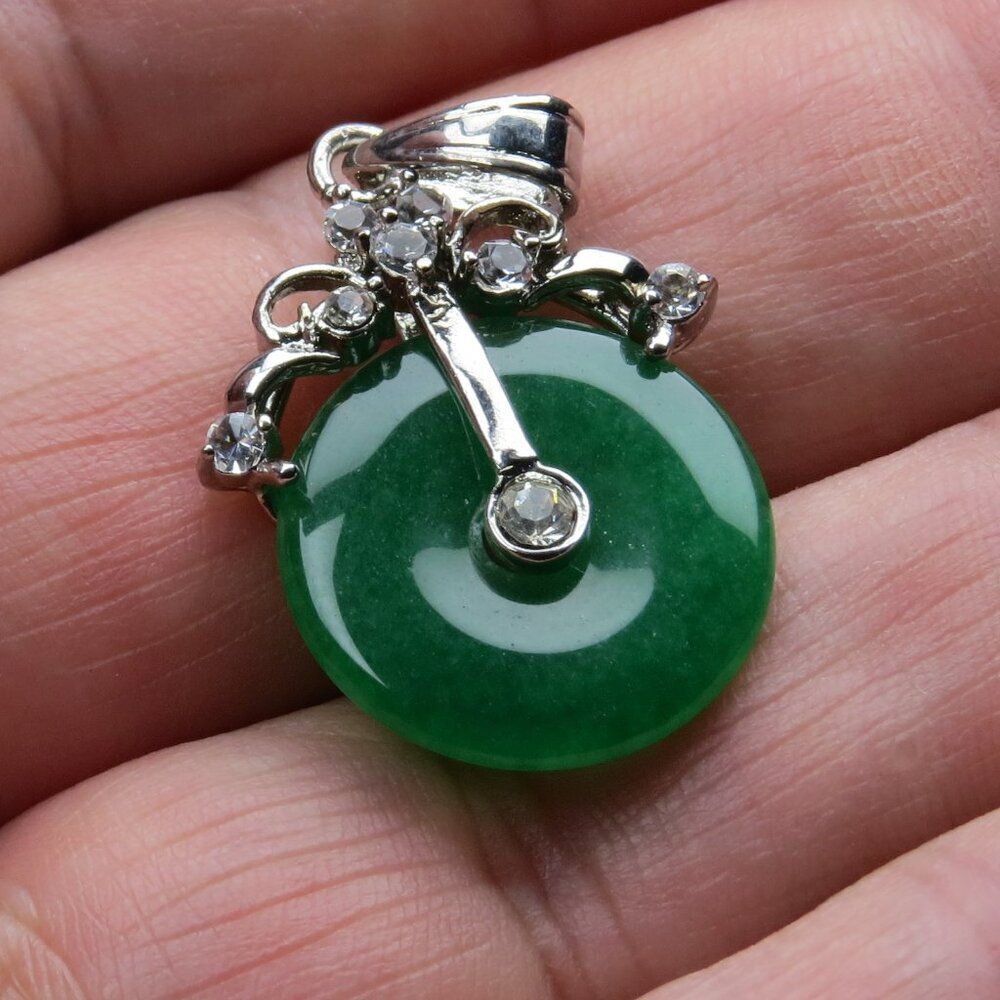 Jade round disc Hand Carved Pendent